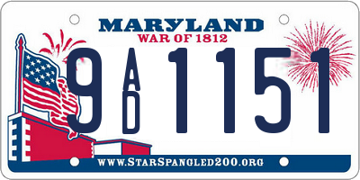 MD license plate 9AD1151