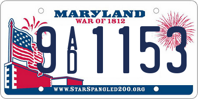 MD license plate 9AD1153