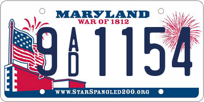 MD license plate 9AD1154