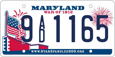 MD license plate 9AD1165