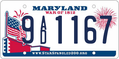 MD license plate 9AD1167