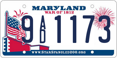 MD license plate 9AD1173