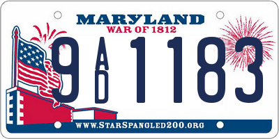 MD license plate 9AD1183