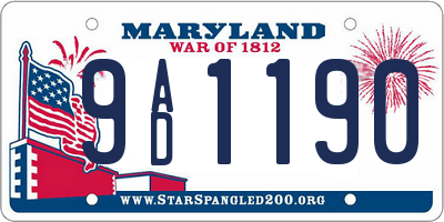 MD license plate 9AD1190