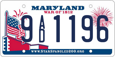 MD license plate 9AD1196