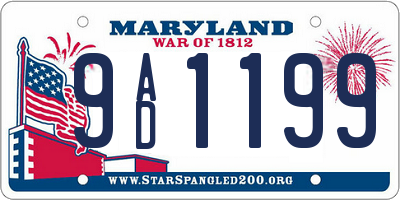 MD license plate 9AD1199