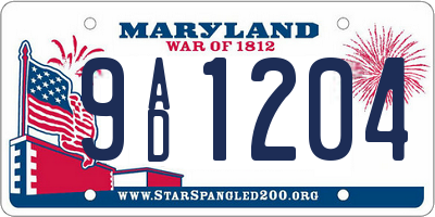 MD license plate 9AD1204