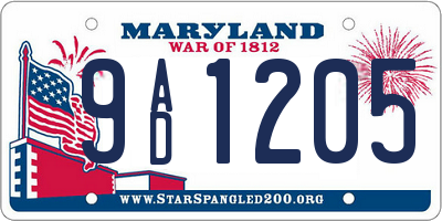 MD license plate 9AD1205
