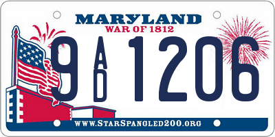 MD license plate 9AD1206