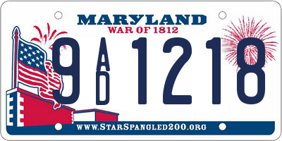 MD license plate 9AD1218