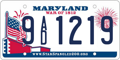 MD license plate 9AD1219