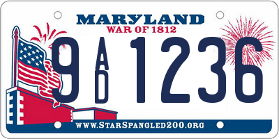 MD license plate 9AD1236