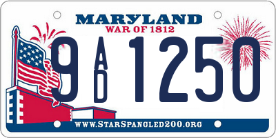 MD license plate 9AD1250