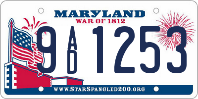 MD license plate 9AD1253
