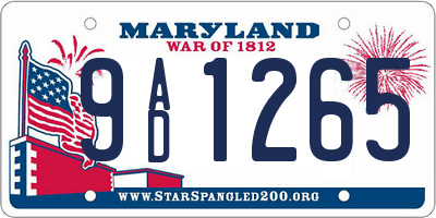 MD license plate 9AD1265