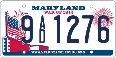 MD license plate 9AD1276