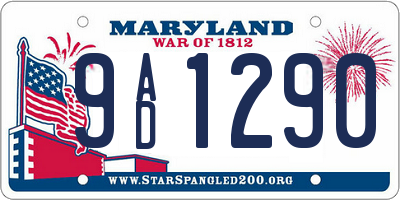 MD license plate 9AD1290