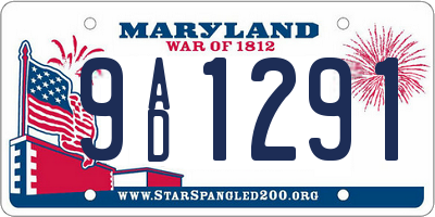 MD license plate 9AD1291