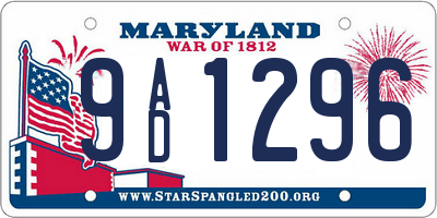 MD license plate 9AD1296