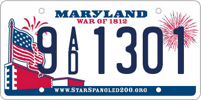 MD license plate 9AD1301
