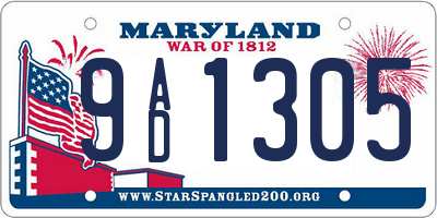 MD license plate 9AD1305