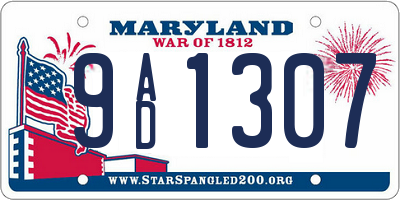 MD license plate 9AD1307