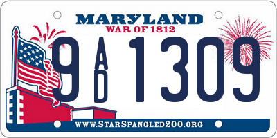 MD license plate 9AD1309