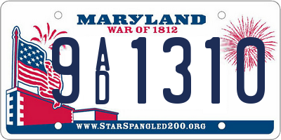 MD license plate 9AD1310
