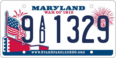 MD license plate 9AD1329
