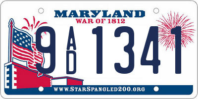 MD license plate 9AD1341