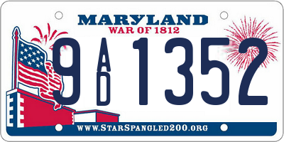 MD license plate 9AD1352