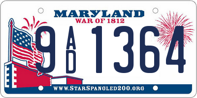 MD license plate 9AD1364