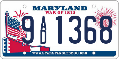 MD license plate 9AD1368