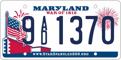 MD license plate 9AD1370