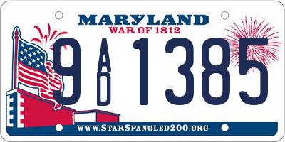 MD license plate 9AD1385