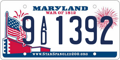 MD license plate 9AD1392