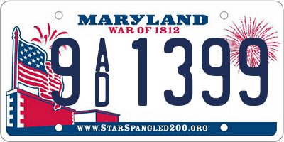 MD license plate 9AD1399