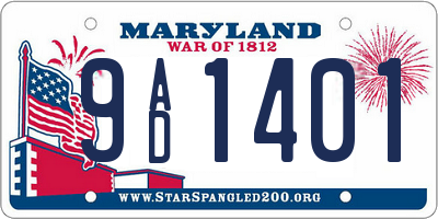 MD license plate 9AD1401