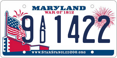 MD license plate 9AD1422