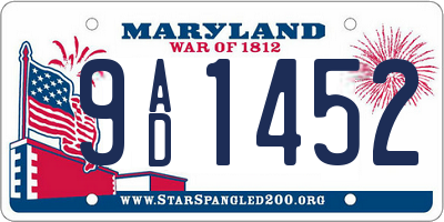 MD license plate 9AD1452