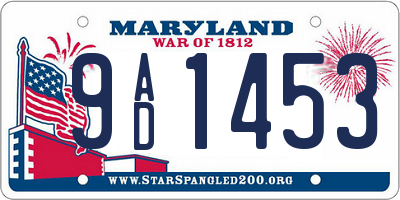 MD license plate 9AD1453