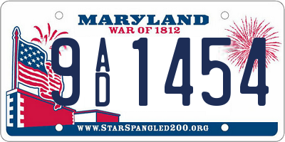 MD license plate 9AD1454