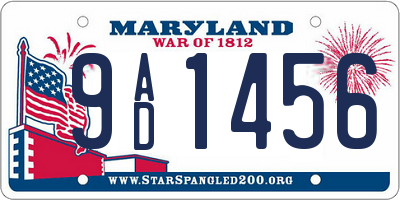 MD license plate 9AD1456
