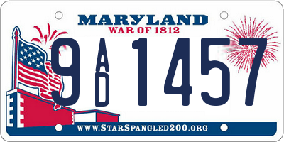 MD license plate 9AD1457