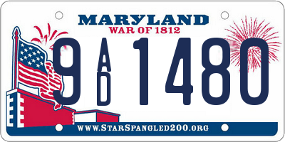 MD license plate 9AD1480