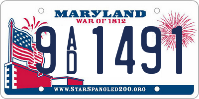 MD license plate 9AD1491