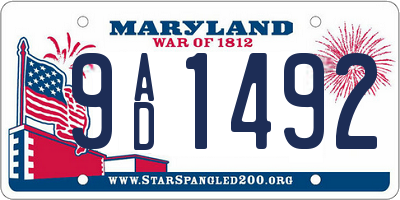 MD license plate 9AD1492