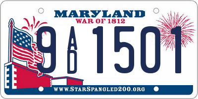 MD license plate 9AD1501