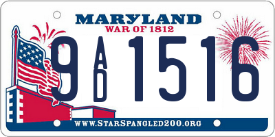 MD license plate 9AD1516