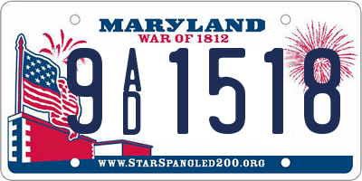 MD license plate 9AD1518